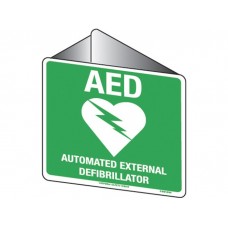 EMERGENCY OFF WALL AED SIGN
